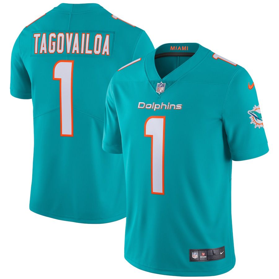 Men Miami Dolphins 1 Tua Tagovailoa Nike Green Vapor Limited NFL Jersey